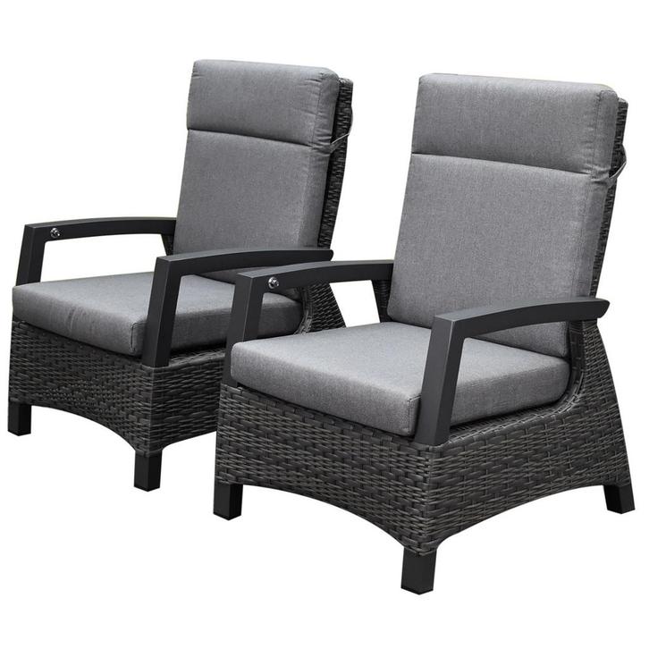 Dallas lounge balkonset 2 delig verstelbaar antraciet, Tuin en Terras, Tuinsets en Loungesets, Nieuw, Wicker, Ophalen of Verzenden