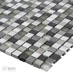 Geborsteld RVS met glas mozaiek zwart mix 30x30, Nieuw, Verzenden