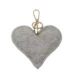 sleutelhanger koehuid hart grijs medium 11cm goud, Nieuw, Verzenden