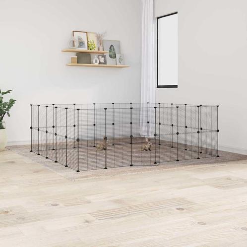 vidaXL Huisdierenkooi met deur 44 panelen 35x35 cm staal, Dieren en Toebehoren, Knaagdieren en Konijnen | Hokken en Kooien, Nieuw