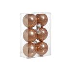6x Koperen glitter twinkle kerstballen 6 cm kunststof - Ke..