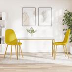 vidaXL Eetkamerstoelen 2 st fluweel mosterdgeel, Huis en Inrichting, Stoelen, Verzenden, Nieuw