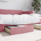 vidaXL Bedlades 2 st bewerkt hout en fluweel roze, Verzenden, Nieuw
