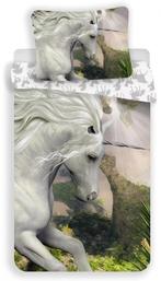Witte Unicorn dekbedovertrek - katoen - 140x200 + 70x90 cm, Nieuw, Verzenden