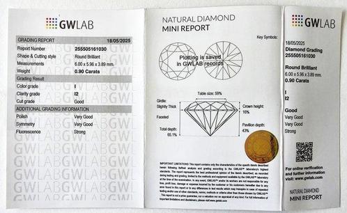 Zonder Minimumprijs - 1 pcs Diamant (Natuurlijk) - 0.90 ct -, Sieraden, Tassen en Uiterlijk, Edelstenen