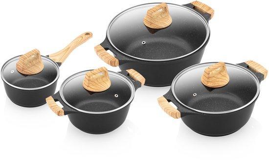 2dekans | ETA Titanium Pannenset met Glazen Deksel voor alle, Witgoed en Apparatuur, Kookplaten, Zo goed als nieuw, Ophalen of Verzenden