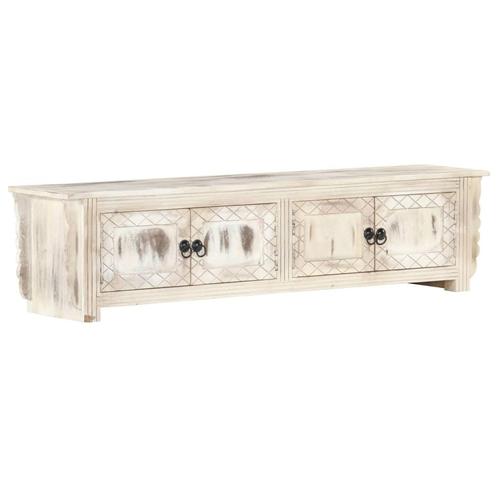 vidaXL Tv-meubel 140x30x35 cm massief mangohout wit, Huis en Inrichting, Kasten | Televisiemeubels, 25 tot 50 cm, Nieuw, Overige houtsoorten