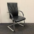 ahrend 350 Design vergaderstoel met hoge rug en slede frame,, Gebruikt, Zwart, Leer, Ophalen of Verzenden