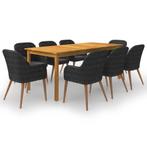 vidaXL 9-delige Tuinset zwart, Tuin en Terras, Nieuw, 8 zitplaatsen, Tuinset, Verzenden