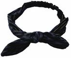Haarband Knoop Strik Velvet Rib Zwart, Nieuw