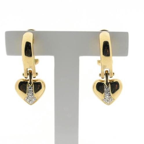 18 Krt. Gouden oorbellen met diamant | 0,24 ct. (oorringen), Sieraden, Tassen en Uiterlijk, Oorbellen, Overige kleuren, Gebruikt