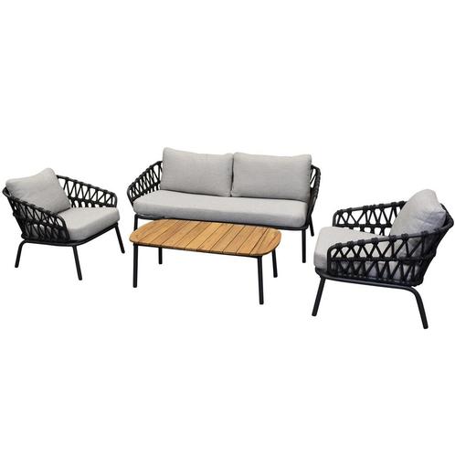 Elegant stoel bank loungeset 4 delig antraciet rope, Tuin en Terras, Tuinsets en Loungesets, Nieuw, Aluminium, Ophalen of Verzenden