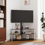 Tv-standaard hoek 3-laags voor 32-70 inch zwart en zilver..., Nieuw, Verzenden