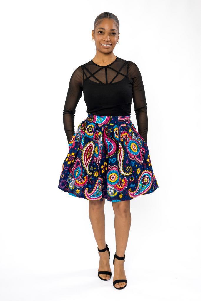 Afrikaanse print mini rok - Blauw Roze Paisley - S, Kleding | Dames, Rokken, Nieuw, Ophalen of Verzenden