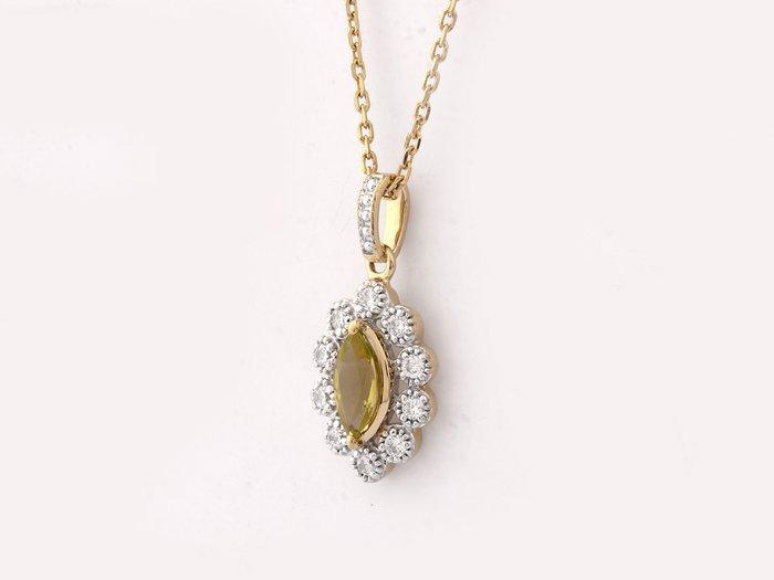 Ketting met hanger - 14 karaat Geel goud - 0.47ct. tw., Sieraden, Tassen en Uiterlijk, Antieke sieraden