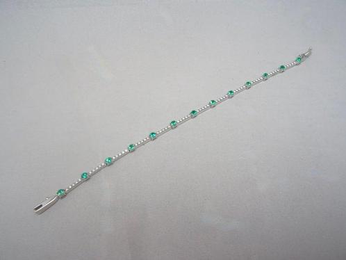 Armband - 18 karaat Witgoud Smaragd - Diamant, Sieraden, Tassen en Uiterlijk, Armbanden