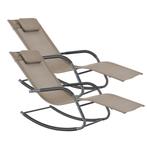 Ligstoel Caracena schommelstoel 147x63x89 cm beige set van 2, Tuin en Terras, Ligbedden, Verzenden, Nieuw