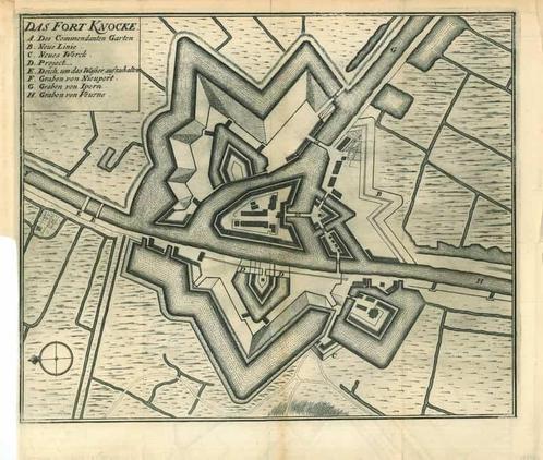 Stadsplattegrond van Fort Knokke, Antiek en Kunst, Kunst | Etsen en Gravures