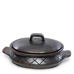 The Burned Oval Pot met Patroon en Handgrepen - Zwart - H13, Huis en Inrichting, Keuken | Servies, Nieuw, Verzenden