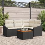 vidaXL Tuin hoeksofa set 5 pcs Zwart, wit 55 x 55 x 37 cm, Verzenden, Nieuw, Rotan