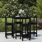 vidaXL 5-delige Barset massief grenenhout zwart, Tuin en Terras, Verzenden, Nieuw, 5 zitplaatsen