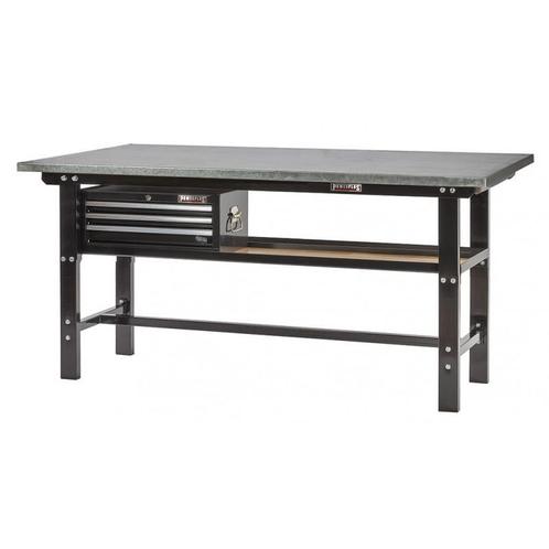 Werkbank zwart 200 cm met zinken werkblad en, Doe-het-zelf en Verbouw, Werkbanken, Ophalen of Verzenden