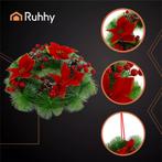 Ruhhy Kerstkrans met realistische groene decoratie voor d..., Diversen, Ophalen of Verzenden, Nieuw