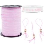 22-delige set Hoera een meisje met lint en gelukspoppetjes, Hobby en Vrije tijd, Stoffen en Lappen, Verzenden, Roze, Polyester