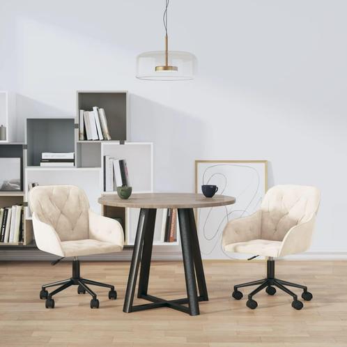 vidaXL Eetkamerstoelen draaibaar 2 st fluweel crèmekleurig, Huis en Inrichting, Stoelen, Nieuw, Verzenden