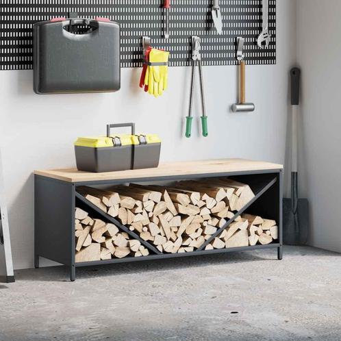 vidaXL Brandhoutrek met houten blad 100,5x35,5x40 cm, Huis en Inrichting, Haarden, Nieuw, Verzenden