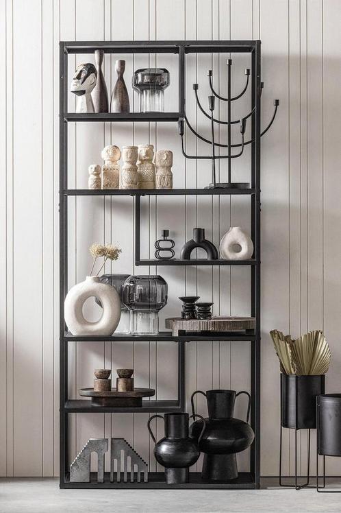 WOOOD wandrek Teun zwart metaal 120x190x35 cm, Huis en Inrichting, Keuken | Keukenbenodigdheden