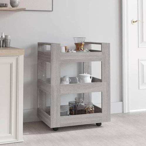 vidaXL Keukentrolley 60x45x80cm bewerkt hout grijs sonoma, Huis en Inrichting, Keuken | Keukenbenodigdheden, Nieuw, Verzenden
