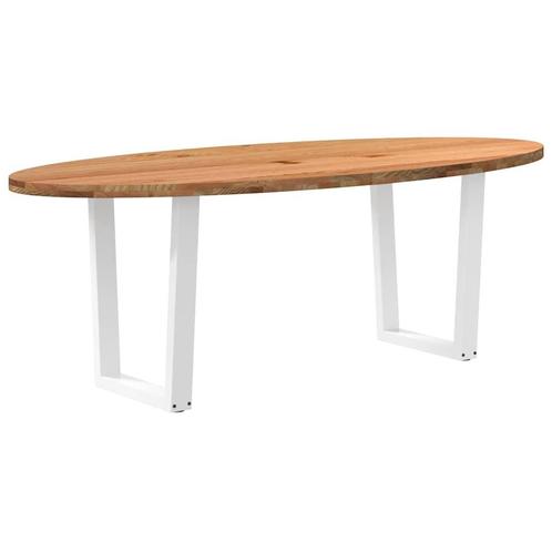 vidaXL Eettafel 220x100x74 cm ovaal massief eikenhout, Huis en Inrichting, Tafels | Eettafels, Nieuw, Verzenden
