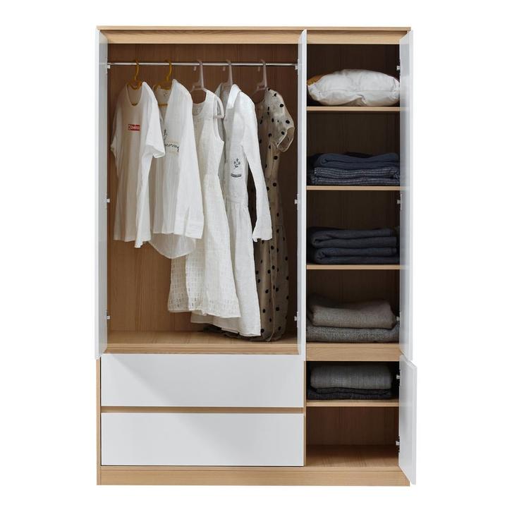 [en.casa] Kledingkast Bastheim 176x120x52 cm met 2 lades eik, Huis en Inrichting, Kasten | Kledingkasten, Verzenden