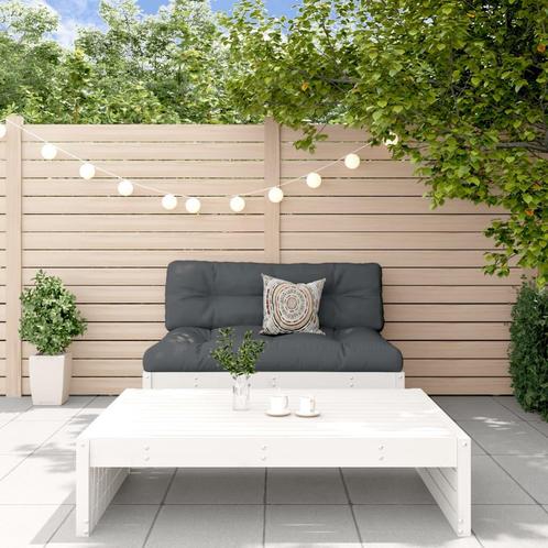vidaXL 2-delige Loungeset met kussens massief hout wit, Tuin en Terras, Tuinsets en Loungesets, Loungeset, Nieuw, 2 zitplaatsen