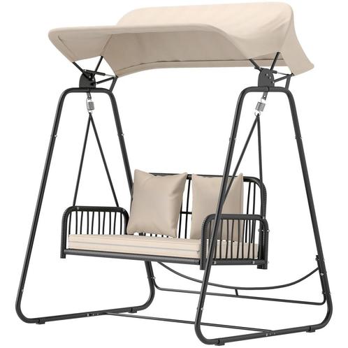TRUUSK Hollywoodschaukel Rattan 2-zits Tuinschommel Met Vers, Tuin en Terras, Overige Tuin en Terras, Nieuw, Verzenden