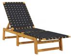 2 Comfortabele Stoffen Loungestoelen Hout Verstelbaar, Tuin en Terras, Verzenden, Nieuw