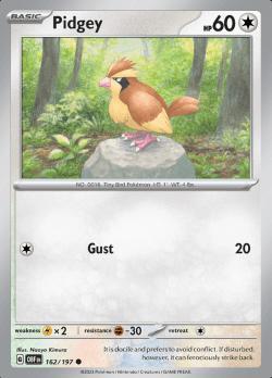Pidgey 162/197 reverse holo Obsidian flames, Hobby en Vrije tijd, Verzamelkaartspellen | Pokémon, Losse kaart, Nieuw, Foil, Ophalen of Verzenden