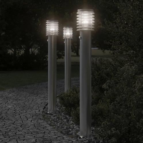 vidaXL Buitenvloerlampen 3 st met sensors 110 cm, Tuin en Terras, Buitenverlichting, Nieuw, Verzenden