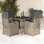 vidaXL 5-delige Tuinset met kussens poly rattan grijs, Tuin en Terras, 4 zitplaatsen, Nieuw, Tuinset, Verzenden