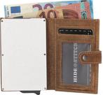 Hide Stitches Leren Pasjeshouder Portemonnee Uitschuifbaar, Sieraden, Tassen en Uiterlijk, Portemonnees, Overige merken, Bruin