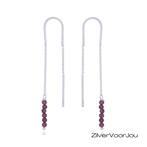 925 Zilveren rode granaat threader, Sieraden, Tassen en Uiterlijk, Oorbellen, Verzenden, Nieuw, Zilver