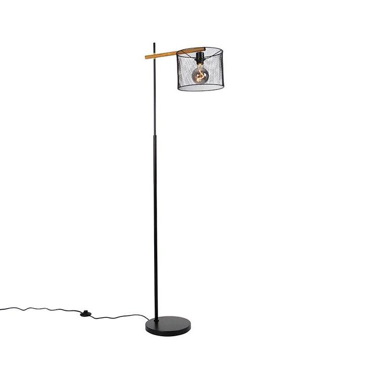 Industriële vloerlamp zwart - Drum Mesh, Huis en Inrichting, Lampen | Vloerlampen, Nieuw, Overige materialen, 150 tot 200 cm