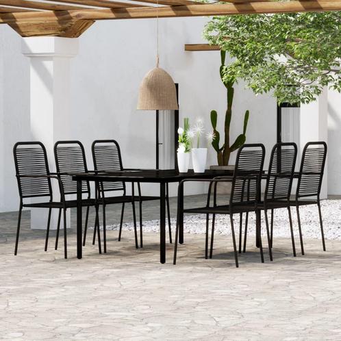 vidaXL 7-delige Tuinset zwart, Tuin en Terras, Tuinsets en Loungesets, Tuinset, Nieuw, 6 zitplaatsen, Rvs, Verzenden