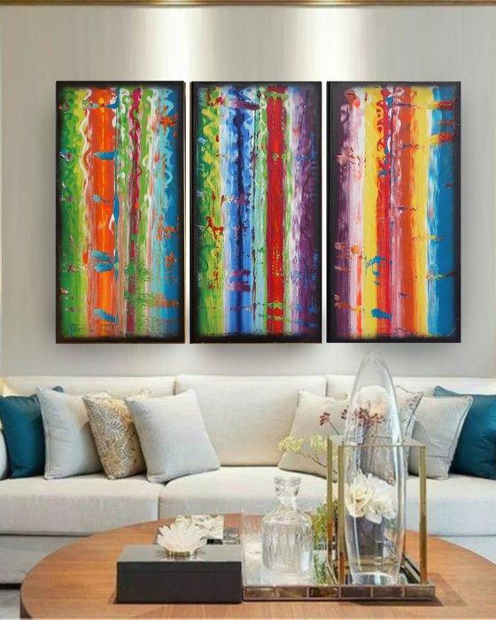 Ksavera - Abstract painting A1446 - original triptych XXL -, Antiek en Kunst, Kunst | Schilderijen | Modern