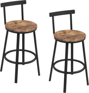 WOLTU 2 Barkrukken - Barstoelen - Rugleuning - Bruin beschikbaar voor biedingen