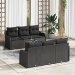 vidaXL 7-delige tuinsofa set met kussens, zwart poly rattan,, Verzenden, Nieuw, Rotan