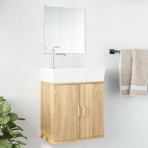 vidaXL 2-delige Badkamermeubelset bewerkt hout eikenkleurig, Huis en Inrichting, Badkamer | Badkamermeubels, Nieuw, Verzenden