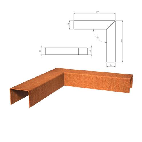 Cortenstaal u-profiel hoek 30x30x6,4x5cm, Tuin en Terras, Bielzen en Borders, Minder dan 100 cm, Nieuw, Overige materialen, Border