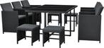 2dekans | Polyrotan eetset - Baracoa XL - 11-delig - Zwart, Tuin en Terras, Tuinsets en Loungesets, Ophalen of Verzenden, Zo goed als nieuw